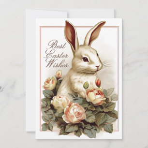 Bunny Rabbit roze Rose Flower Easter Wish  Feestdagenkaart
