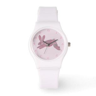 Bunny Rabbit Roze Roses Clock Horloge