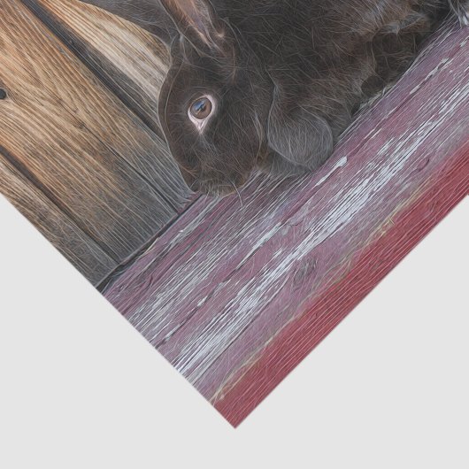 Bunny Rabbit Rustiek Bruin Land Boerderij Tissuepapier (Detail)