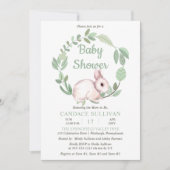 Bunny Rabbit Sage Floral Wreath Boy Baby shower Kaart (Voorkant)