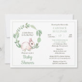 Bunny Rabbit Sage Floral Wreath Boy Baby shower Kaart (Voorkant)