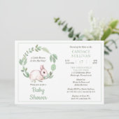 Bunny Rabbit Sage Floral Wreath Boy Baby shower Kaart (Staand voorkant)