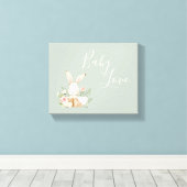 Bunny Rabbit Sage Green Waterverf Canvas Afdruk (Insitu (Houten vloer))