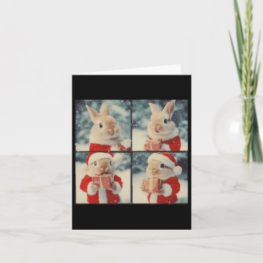 Bunny Rabbit Santa Animal Fotografie Kerstboom Kaart (Voorkant)