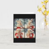Bunny Rabbit Santa Animal Fotografie Kerstboom Kaart (Gele Bloem)