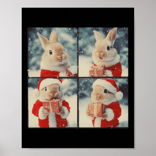 Bunny Rabbit Santa Animal Fotografie Kerstboom Poster (Voorkant)
