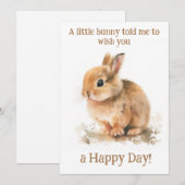 Bunny rabbit schattig gelukkig briefkaart (Voorkant / Achterkant)