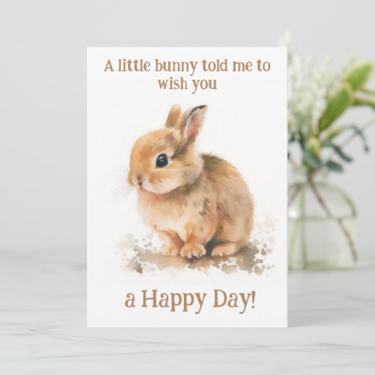 Bunny rabbit schattig gelukkig briefkaart (Staand voorkant)