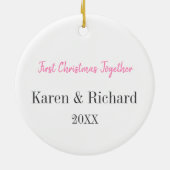 Bunny Rabbit Schattige Paar Eerste Kerst Samen Keramisch Ornament (Achterkant)