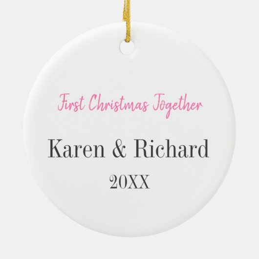 Bunny Rabbit Schattige Paar Eerste Kerst Samen Keramisch Ornament (Achterkant)