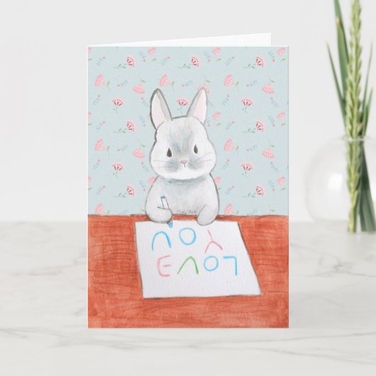 Bunny Rabbit schrijven hou van je schattige Valent Kaart (Voorkant)