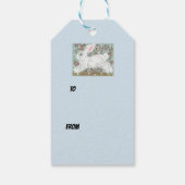 Bunny Rabbit & Sneeuwkerstcadeau Label Blue Pastel Cadeaulabel (Achterkant)