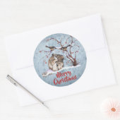 Bunny Rabbit & Snow Birds Round Sticker (Envelop)