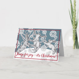 Bunny Rabbit Snowflakes Whimsical Animal Kerstmis Feestdagen Kaart