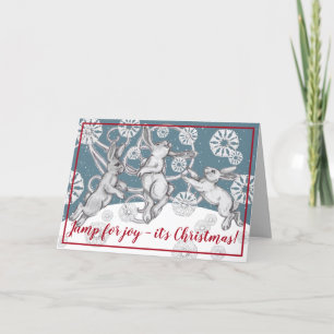 Bunny Rabbit Snowflakes Whimsical Animal Kerstmis Feestdagen Kaart