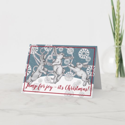 Bunny Rabbit Snowflakes Whimsical Animal Kerstmis Feestdagen Kaart (Voorkant)