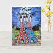 Bunny Rabbit/"Snuggle Bunnies" Jubileum Kaart (Gele Bloem)