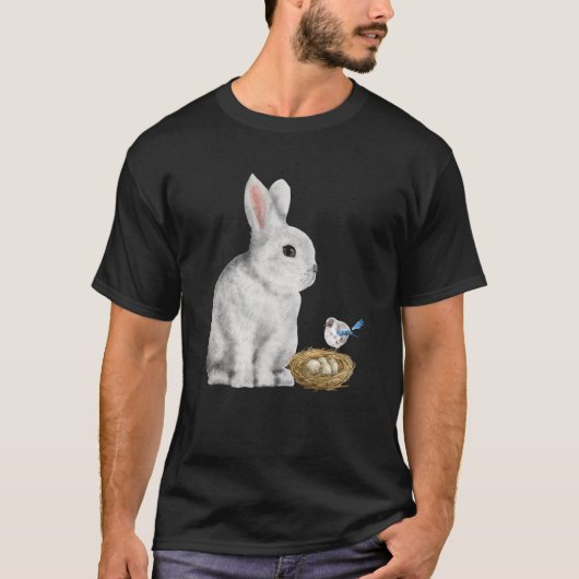 Bunny Rabbit Spring Bird Nest Eggs Cute Easter Bun T-shirt (Voorkant)
