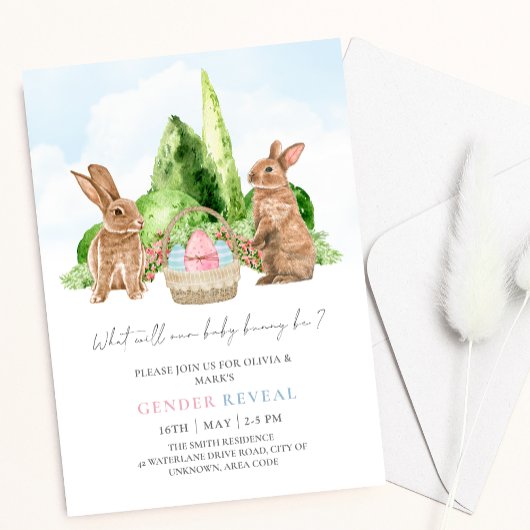 Bunny Rabbit Spring Easter Baby Gender onthullen Kaart