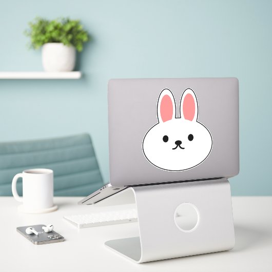 Bunny Rabbit Sticker (Laptop op bureau)