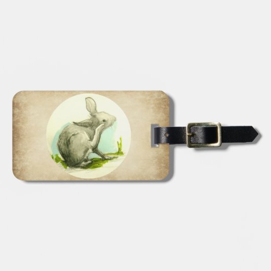 Bunny Rabbit Tan Faux Leather Bagagelabel (Voorkant horizontaal)