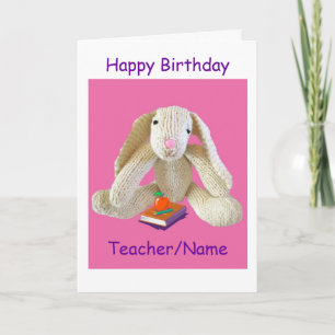 Bunny Rabbit Teacher Birthday Card dochter Kaart