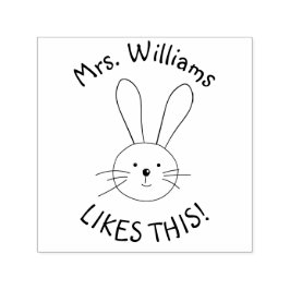 Bunny Rabbit Teacher Lof Custom Zelfinktende Stempel