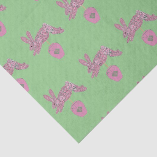 Bunny Rabbit Topiary Ginger jar jars Tissuepapier (Detail)