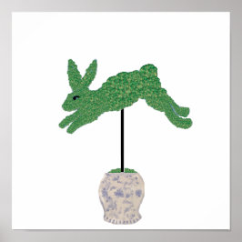 Bunny Rabbit Topiary Ginger Jar print Poster