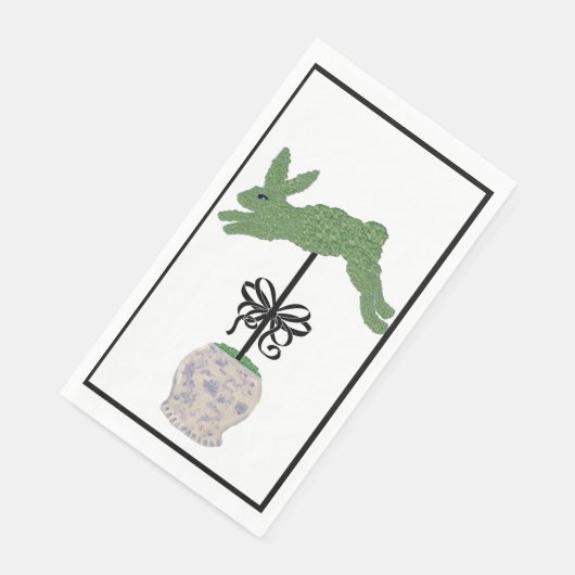 Bunny Rabbit Topiary Ginger Jar print Servet (Hoek)