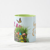 Bunny Rabbit Tulip Flowers Paaskoffie Mok (Midden)