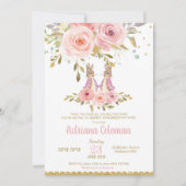 Bunny Rabbit Twin Girls Baby shower Invitation Kaart (Voorkant)