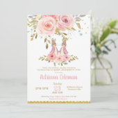 Bunny Rabbit Twin Girls Baby shower Invitation Kaart (Staand voorkant)