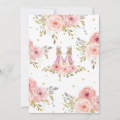 Bunny Rabbit Twin Girls Baby shower Invitation Kaart (Achterkant)