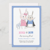 Bunny Rabbit Twins Birthday Uitnodiging (Voorkant / Achterkant)