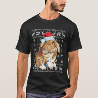 Bunny Rabbit Ugly Sweater Funny Xmas Tre T-shirt
