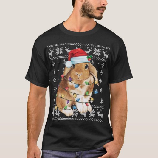 Bunny Rabbit Ugly Sweater Funny Xmas Tre T-shirt (Voorkant)