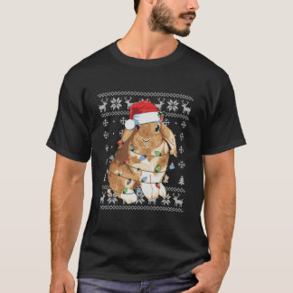 Bunny Rabbit Ugly Sweater Funny Xmas Tre T-shirt