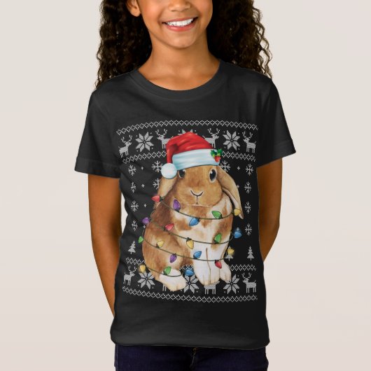 Bunny Rabbit Ugly Sweater Funny Xmas Tre T-shirt (Voorkant)