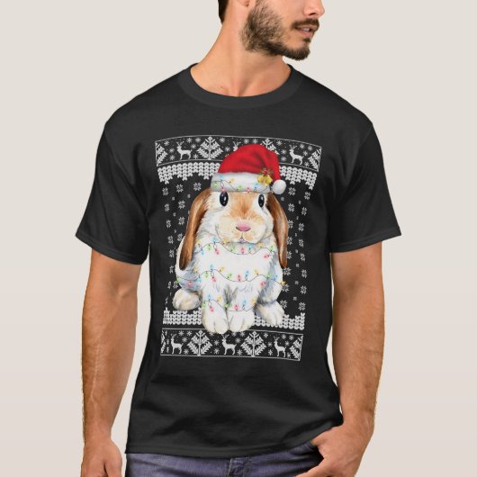 Bunny Rabbit Ugly Sweater Funny Xmas Tre T-shirt (Voorkant)