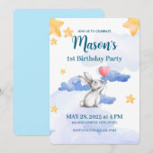 Bunny Rabbit Verjaardagsfeestje Uitnodiging Jongen (Voorkant / Achterkant)