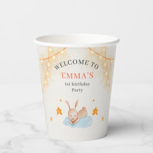 Bunny rabbit verjaarfeest Papier Papieren Bekers (Achterkant)