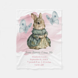 Bunny Rabbit Vlinder Roze Was Splash Baby  Fleece Deken