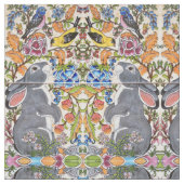 Bunny Rabbit, Vogelbloemen, met textiel verbonden Stof (Close Up)