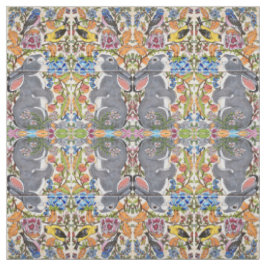 Bunny Rabbit, Vogelbloemen, met textiel verbonden  Stof