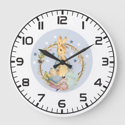 Bunny Rabbit Wall Clock Grote Klok (Voorkant)