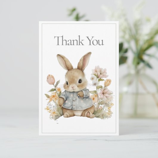 Bunny Rabbit Waterverf Baby Bedankt (Staand voorkant)