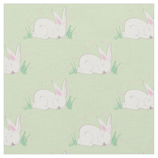 Bunny Rabbit Waterverf Baby Room Decor Stof (Close Up)