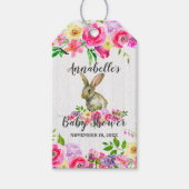 Bunny Rabbit Waterverf Bloemen Baby shower Dank Y Cadeaulabel (Voorkant)