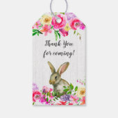 Bunny Rabbit Waterverf Bloemen Baby shower Dank Y Cadeaulabel (Achterkant)